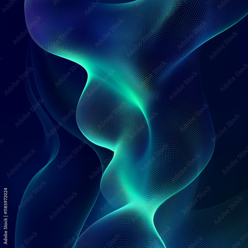 Aufkleber soft glowing waves create a mesmerizing abstract design with deep blue and green colors