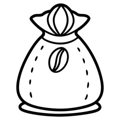 Vector Line Art of Coffee Bean Bag