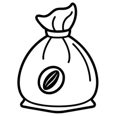 Vector Line Art of Coffee Bean Bag