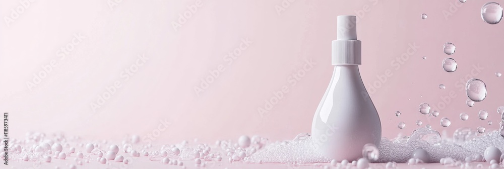 Poster droplets of sanitizer effectively eliminating harmful bacteria on a soft pink background. generative