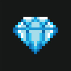 pixel art diamond icon with blue color ,good for your game asset and project.