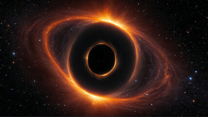 A captivating representation of a black hole, showcasing its swirling mass of darkness and vibrant accretion disk