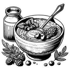 Healthy Breakfast Bowl with Fruits vector