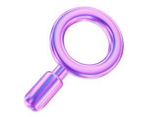 3d neon or holographic magnifying glass icon. Stock vector illustration on isolated background.