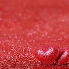 Obraz premium Two Red Hearts on Glitter Background
