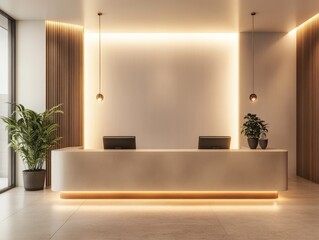 Modern Minimalist Reception Desk Interior Design