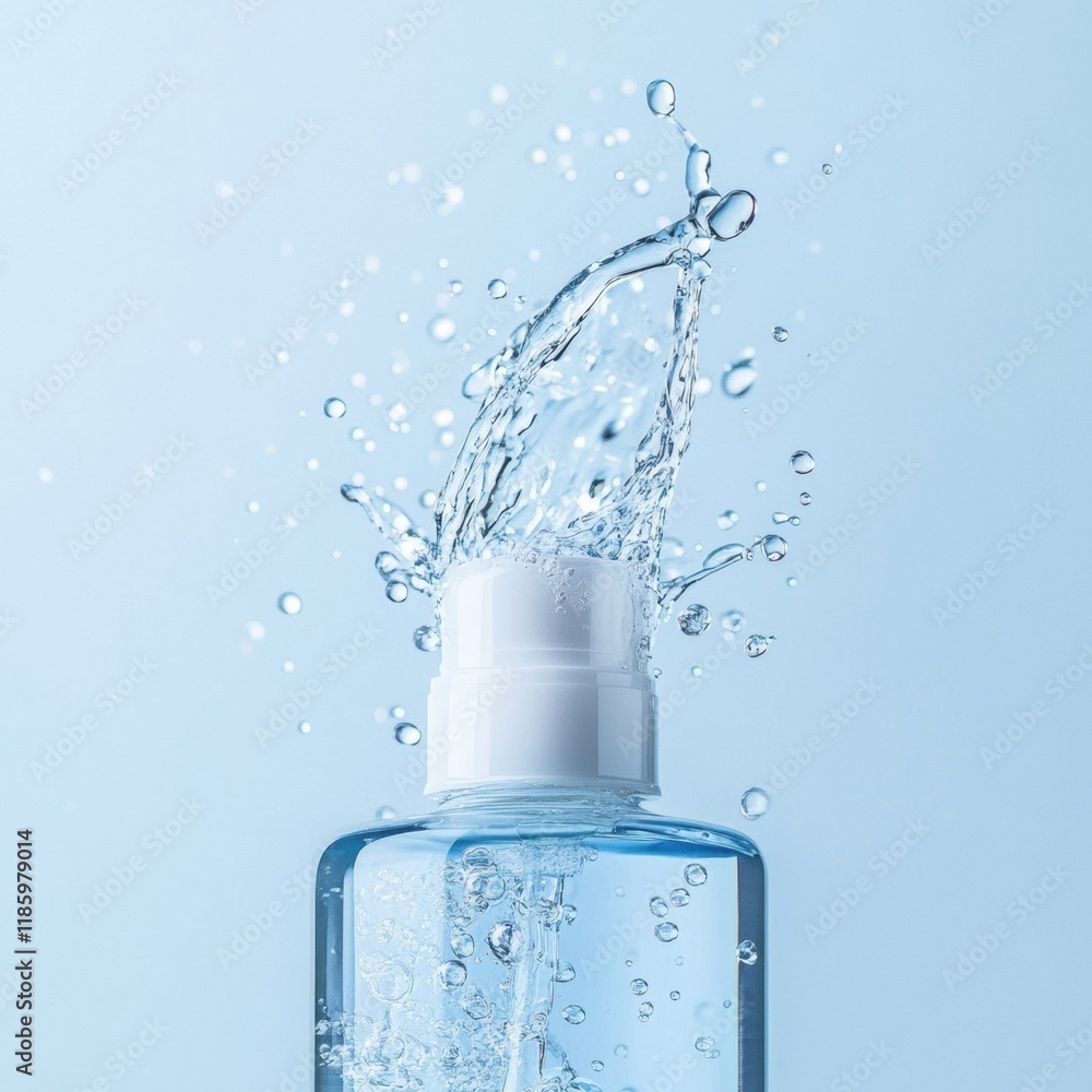 Aufkleber droplets of sanitizer burst into the air while effectively eliminating bacteria in a clean environme