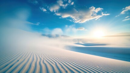 Cloudy sky with a sun in the background