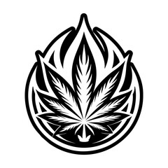 A solid style icon of burning cannabis