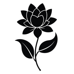 Obraz premium flower silhouette vector on white background