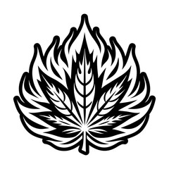 A solid style icon of a burning leaf symbol