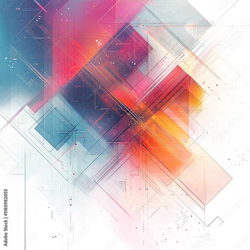 Poster vibrant geometric patterns create dynamic visual effects in modern digital art