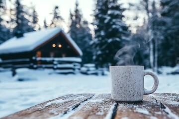 cup of hot tea in winter