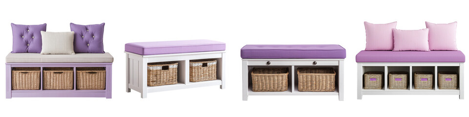 Vibrant and Minimalist Living Room Furnishings for Relaxing and Organized Spaces  A collection of modern contemporary furniture and decor elements including sofas benches shelves