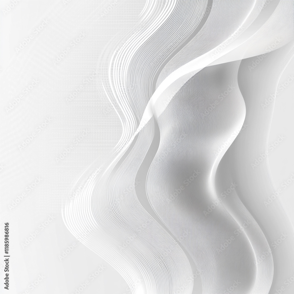 Poster abstract design with flowing lines and curves on a minimalist white background