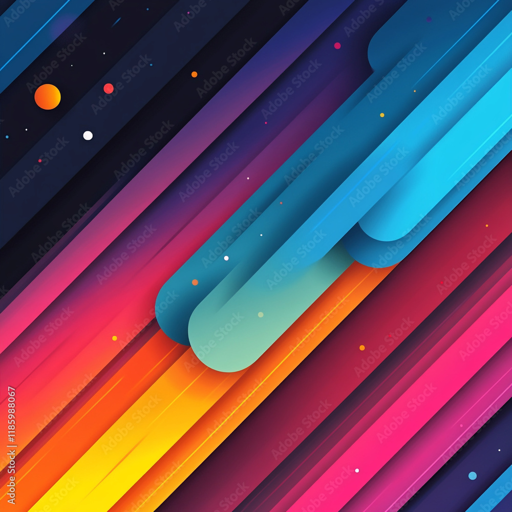 Poster colorful abstract lines and shapes create a vibrant digital background design