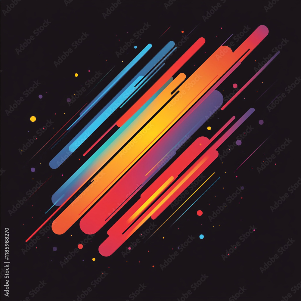 Poster vibrant abstract lines create energy and movement on a dark background