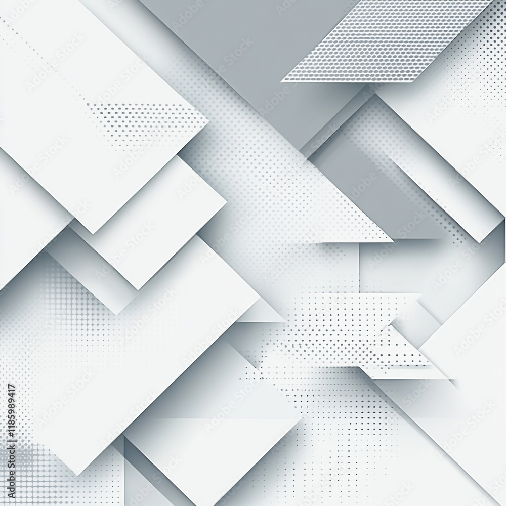 Poster geometric patterns in light gray tones with various shapes and textures on a neutral background