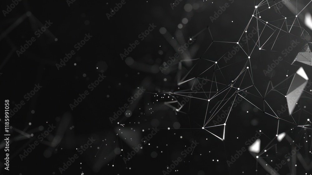 Wall mural abstract polygonal space background, dots and connecting lines technology.