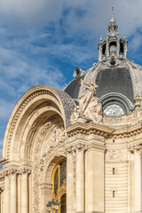 A detail of the ancient and beautiful Petit Palais in Paris, France