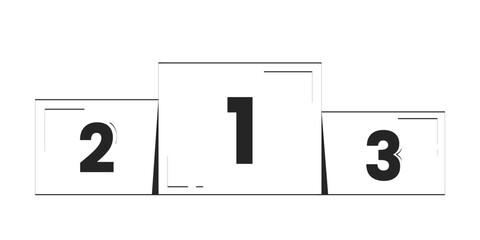 Podium finish for competition winners doodle linear object. Number of top three results performance stand 2D vector outline clip art drawing isolated on white. Hand drawn sketch illustration