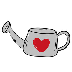 Heart Pattern Watering Can - Vector Illustration.