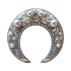 Inlaid Pearl and Mother-of-Pearl Crescent Arch Isolated on Transparent Background