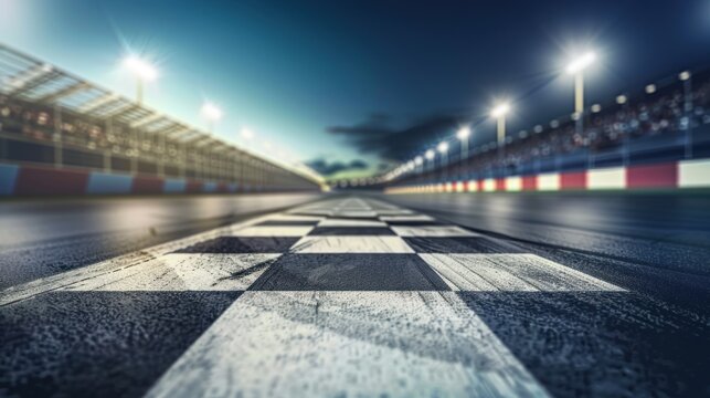 race track background finish line of race at night. - Powered by Adobe