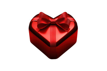 Elegant valentine with heart shaped gift box on red background, valentine's day, on white background, png, no background, on transparent background, isolated	