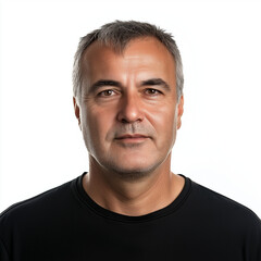 Fototapeta premium photo of a middle aged man smiling into the camera. white background