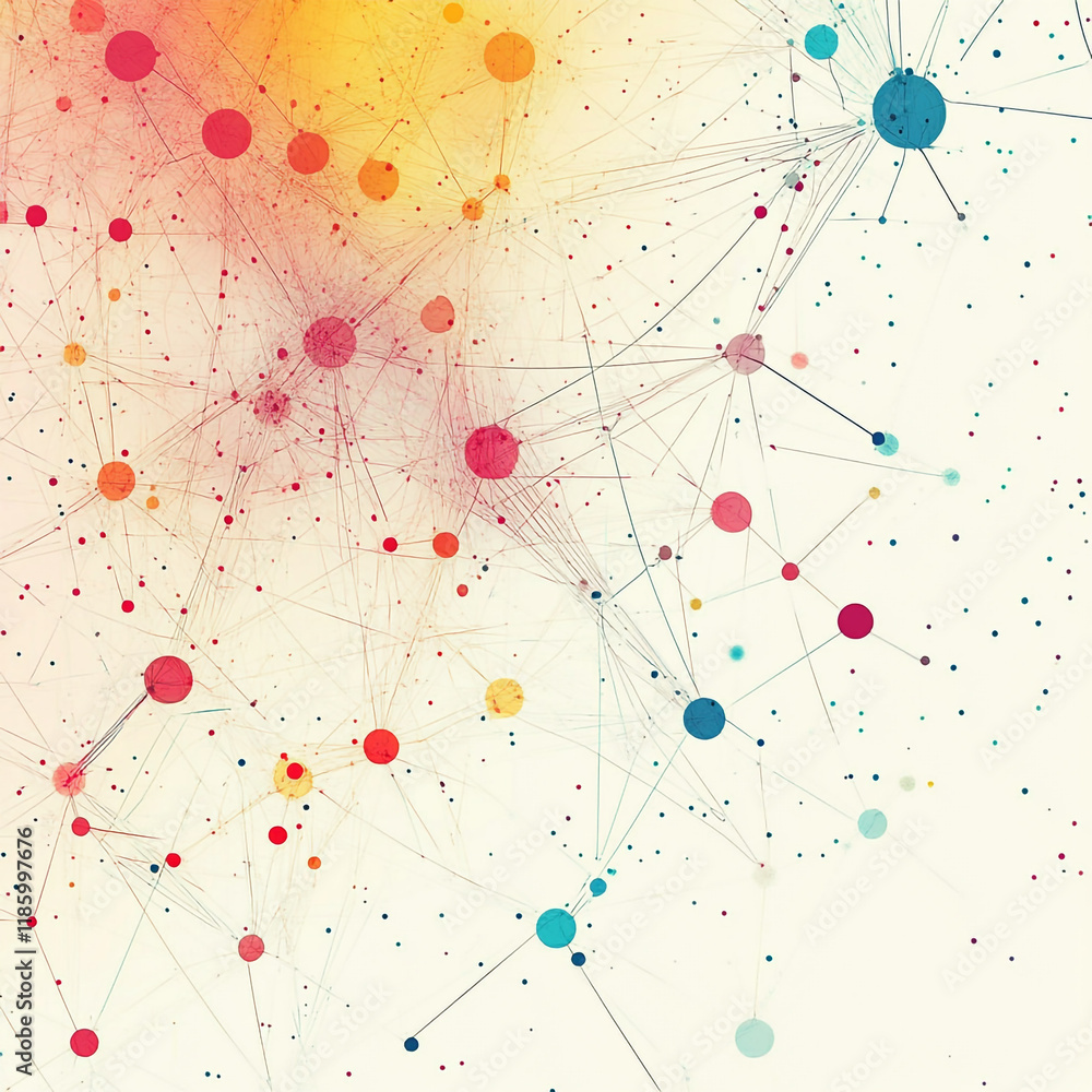 Aufkleber colorful abstract network design representing connections and interactions in digital art