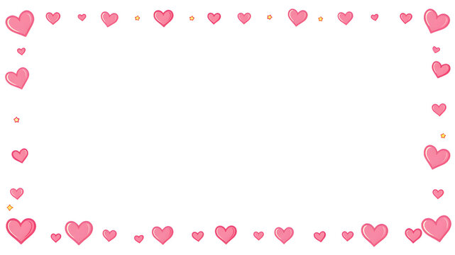 Lovely Hearts Border: A charming frame of scattered pink hearts, perfect for adding a touch of romance or playful love to your designs or messages.