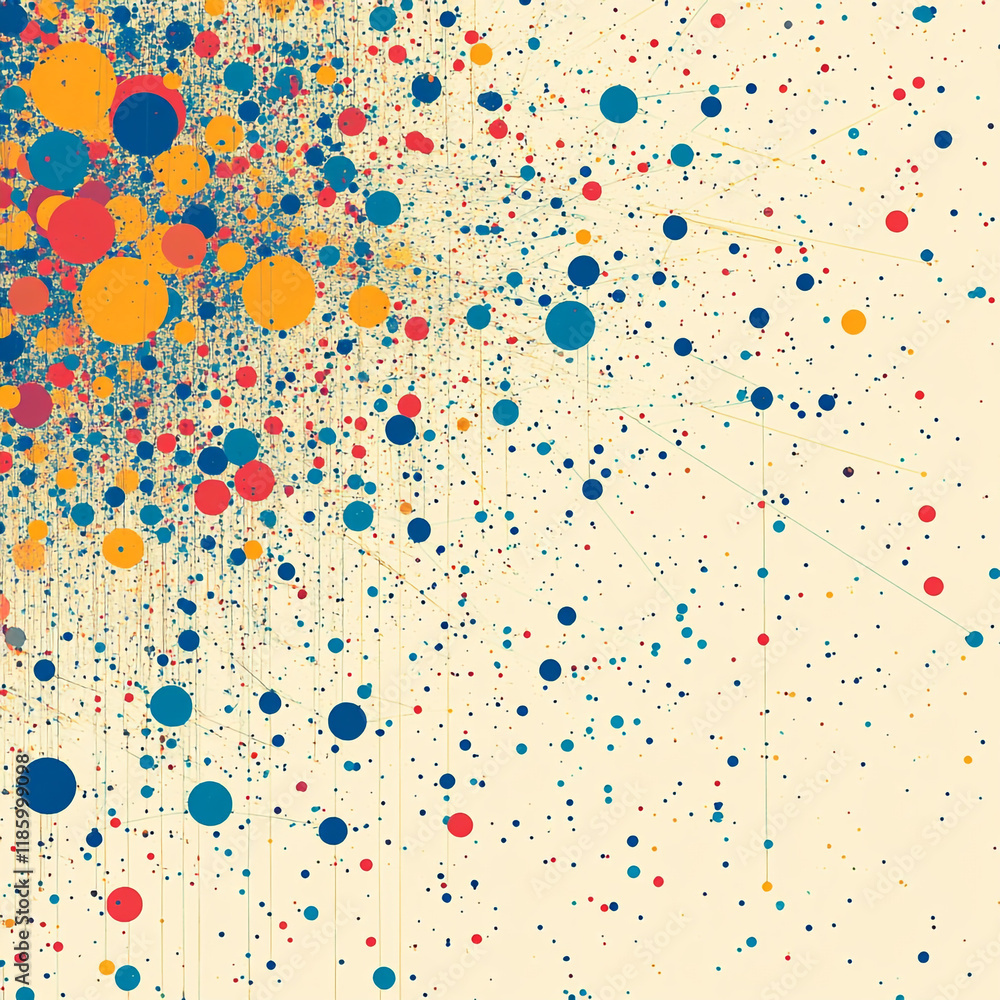 Poster colorful abstract illustration with vibrant circles and intricate patterns on a light background