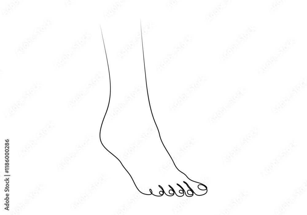 Canvas Prints Woman feet care continuous one line drawing vector illustration