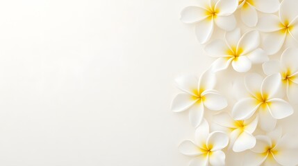 Obraz premium Serene Tropical Plumeria Flower Composition with Soft Lighting and Ample Space for Design