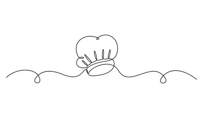 Chef hat in one continuous line drawing vector illustration