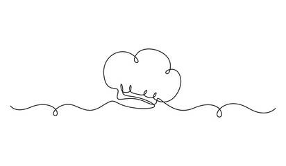 Chef hat in one continuous line drawing vector illustration
