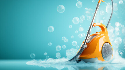 Fototapeta premium A banner for a cleaning company that cleans with a steam cleaner