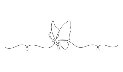 Continuous single line drawing of butterfly vector illustration