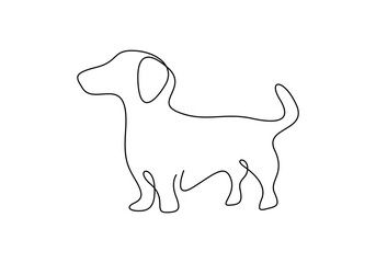 Dachshund dog in one continuous line drawing vector illustration