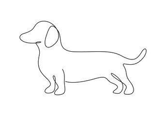 Dachshund dog in one continuous line drawing vector illustration