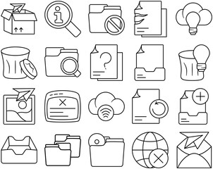 A comprehensive set of file and folder icons, highly suitable for infographic UI UX design, web design, and various other applications
