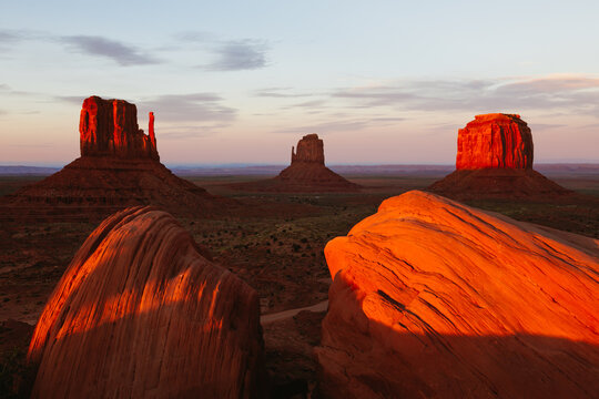 Red sunset over the Monument Valley, Arizona, United States