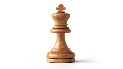 An isolated wooden chess piece, showcasing fine craftsmanship, placed on a clean white background.