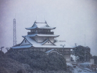 小牧山城の雪景色