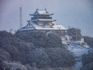小牧山城の雪景色