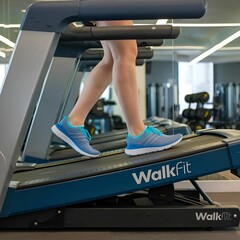 a person doing gym on a treadmill doing walkfit