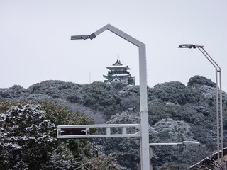 小牧山城の雪景色