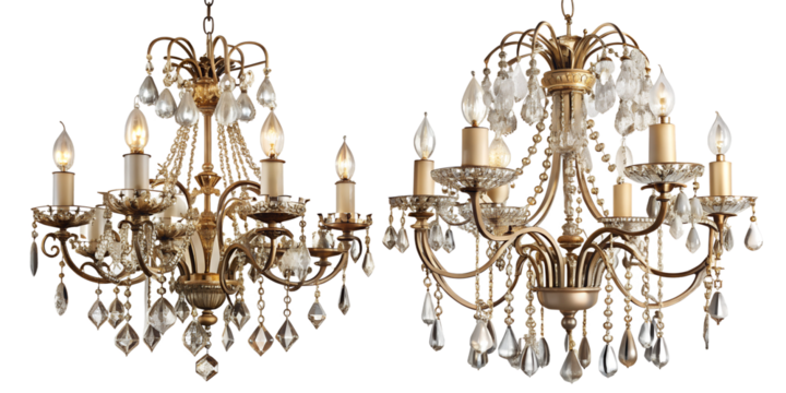 ornate chandeliers with intricate designs cut out - Powered by Adobe