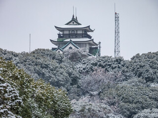 小牧山城の雪景色